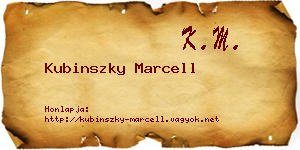 Kubinszky Marcell névjegykártya